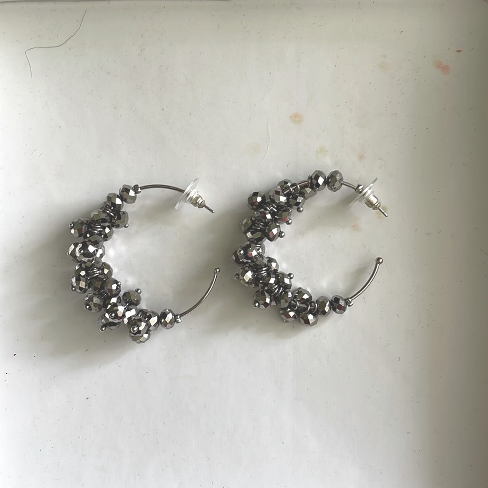 Silver Tone jeweled post earrings